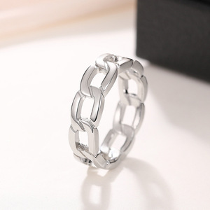 Bague géométrique en acier inoxydable Q813, bijoux de mode unisexe modernes, cadeau, design simple - Product Image 2