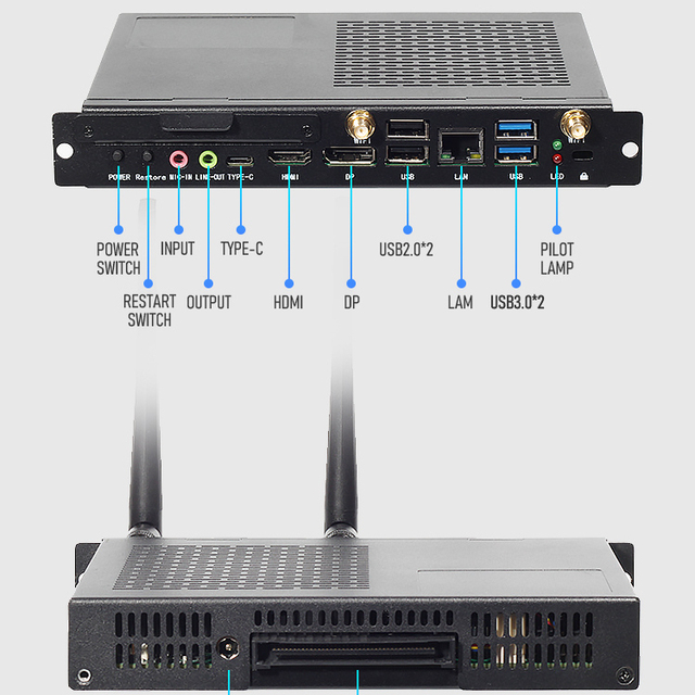 Intel 11th Gen CPU I5 7200U Ddr4 8GB 256gb SSD Ultra Thin Computer Embedded Box OPS PC for Office School Whiteboard 5K 4K