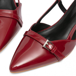 Novedad de Verano: Zapatos Mary Jane de Tacón Medio con Punta en Pico, Color Borgoña, de Charol, Estilo Retro para Mujer, Tacón Grueso - Product Image 5