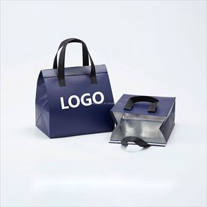 Waterproof <b>Custom</b> Logo Non Woven Disposable Thermal Food Bag Aluminum Foil Lined Insulated Cooler for Food Lunch Take Out Bags - Product Image 1