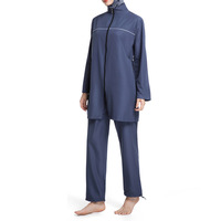 OEM ODM Op Maat Gemaakt Russische Burkini Set Dames Hoge Hals Plus Size Hoge Snit Naadloze 2-Delige Lange Mouwen Islamitische Badkleding Hijab Volledig