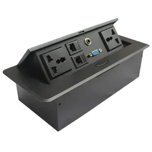 US UK power electrical outlet motorized lift pop up universal power popup multiple tower socket for kitchen and office