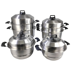 Set di Pentole Multifunzione in Acciaio Inox, Vaporiera Argento Compatibile con Gas e Induzione, 2/3 Strati per Panini al Vapore Fatti in Casa - Product Image 3