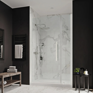 <span class=keywords><strong>Porte</strong></span> de douche <span class=keywords><strong>coulissante</strong></span> en verre trempé transparent Oumeiga 90x150x195 <span class=keywords><strong>cm</strong></span>, finition chromée, cadre en aluminium sans cadre, design moderne, étanche - Product Image 2