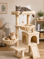 Arbre à chat multi-niveaux de luxe avec poteaux à gratter, condo pour chat, meubles d'intérieur pour animaux de compagnie