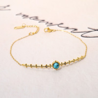 Bracelet en turquoise Bowei plaqué or 18 carats en acier inoxydable, style Instagram, bijoux polyvalents transfrontaliers