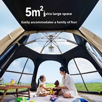 Tente automatique hexagonale 4 saisons à une chambre |   Oxford noir enduit 280x240cm |   Tente de camping imperméable et résistante au soleil, installation rapide, 3000 mm
