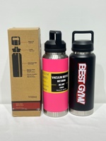 Thermos à double paroi en acier inoxydable de grande capacité avec poignée de transport portable pour les sports de plein air et les voyages, 6 à 12 heures