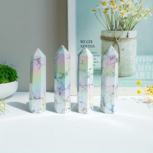 Pierre naturelle de guérison en cristal de pointe d'aventurine bleue et howlite aura de qualité supérieure en gros pour la décoration intérieure unique et les cadeaux de fêtes - Product Image 5