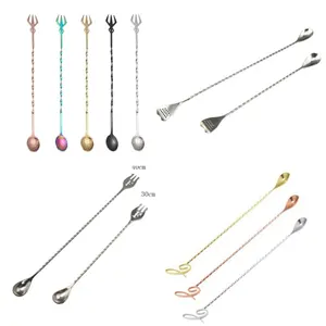 20/30/40/50 cm Custom Edelstahl Besteck Set Bar Cocktail Rühr löffel Swizzle Stick Lange Rühr löffel