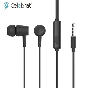 Earbud headphone berkabel kualitas tinggi, earbud kabel 3.5mm dengan mikrofon