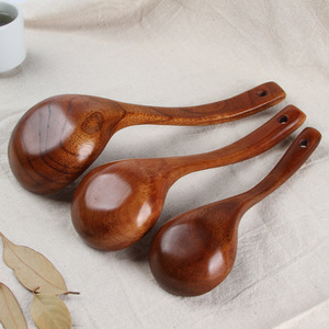 Cuillère en bois massif, bois foncé, grande louche à soupe, manche courbé, louche à fondue en bois, durable, logo personnalisé - Product Image 4