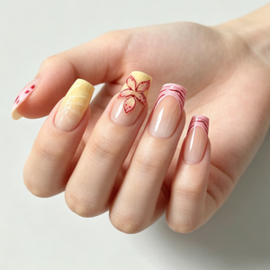 Ongles à presser Dihang en forme de cercueil, motif camélia en <span class=keywords><strong>dentelle</strong></span> peinte à la main - Product Image 2