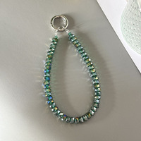 Correa de Muñeca con Cadena y Dije de Cristal para Teléfono Móvil, Clip para Llavero, Cuentas Brillantes con Colgante y Correa