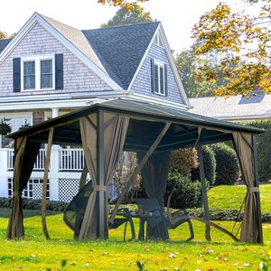 Pergola <span class=keywords><strong>Danda</strong></span> 12' X 10' con Tetto Rigido in Alluminio, Alimentata a Energia Solare, Impermeabile, Antiruggine, Telaio Verniciato a Polvere, Gazebo da Esterno Singolo - Product Image 3