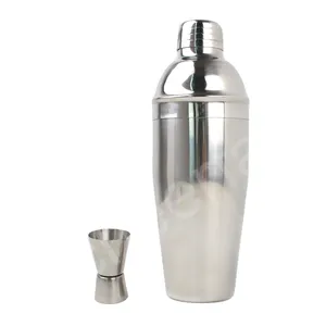 Wholesale Bar Tools Bartender Metal Silver 750Ml Martini Cocktail Shaker And Jigger Measuring Stainless Steel Cocktail Shake Set