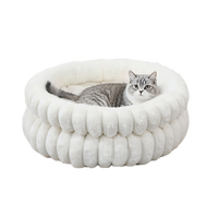Lit pour animaux de compagnie en peluche douce, ovale, grand format, en tissu épais, fermé, quatre saisons, pour la chaleur hivernale, pour chat et petit chien, niche pour animaux