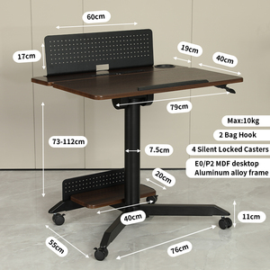 Ada Modern Design Metal Standing <strong>Flipper</strong> <strong>Desk</strong> Pneumatic Height Adjustable Training Table Wheels Durable Home Office Dining - Product Image 2