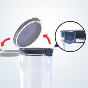 Transparent Airtight Plastic Storage Containers Cylinder Clip-On Lid For Food Grain <b>Cereal</b> Moisture Proof Blue And White 6501 - Product Image 2