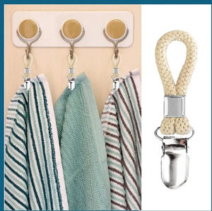 <span class=keywords><strong>Pince</strong></span> à torchons suspendue <span class=keywords><strong>pince</strong></span> à serviettes en coton tressé avec <span class=keywords><strong>pince</strong></span> en métal cintre en tissu polyvalent <span class=keywords><strong>pour</strong></span> la maison salle de bain cuisine - Product Image 6