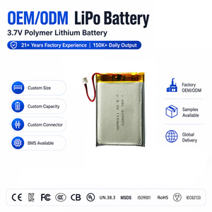Сертифицированная по стандартам UL KC MSDS литиевая батарея OEM ODM 1100 мАч 603450 3.7V для портативных раций, мягкий корпус - Product Image 1