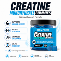 Gummies de créatine monohydrate 5000mg sans sucre, véganes, pour la force musculaire et l'énergie, supplément sportif, marque privée, OEM ODM
