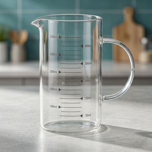Vaso de Vidrio Borosilicato Transparente Triviwat P002-28-00-J de 350 ml con Asa, Resistente al Calor, para Uso Médico - Product Image 1