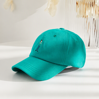 Casquette de baseball vert sarcelle avec broderie de personnage de dessin animé, ajustable, unisexe, en coton, vente en gros, OEM, livraison rapide