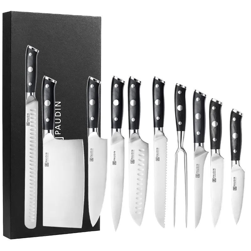 Toptan 12 "8" 7 "5" 3.5 inç garantili kalite alman çelik dayanıklı mutfak bıçağı şef bıçak seti