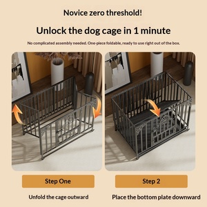 Cage pliable robuste anti-morsure de 95 cm pour chien, tube carré épaissi, avec bac à déjections séparé, pour Corgi et <span class=keywords><strong>Golden</strong></span> <span class=keywords><strong>Retriever</strong></span> domestiques - Product Image 4