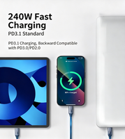 USB Type-C 3.2 Gen2 240W Charge rapide Prise en charge de l'écran 4K Transfert de données haute vitesse 20 Go Conducteur en alliage d'aluminium et cuivre pur