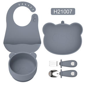2023 Juego de alimentación de bebé de silicona Panda lindo sin BPA ecológico de fábrica Cuchara y cuenco de grado alimenticio fácil de limpiar para comer bebé - Product Image 6