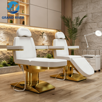 Lit de massage électrique pour salon de beauté, personnalisable, pivotant, doré et blanc, pour extensions de cils, table de massage et chaise faciale réglable