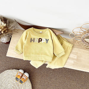 Abbigliamento Autunnale e Primaverile per Neonati All'ingrosso, Completo da 2 Pezzi in Cotone con Lettera Ricamata, Tuta Sportiva Casual per Bambini - Product Image 5