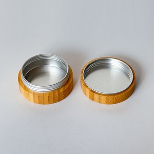 Emballage cosmétique naturel en métal, boîtes en aluminium et bambou, pots cosmétiques en aluminium et bambou avec couvercle en bambou - Product Image 2