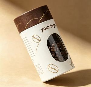 Tube à café en papier kraft écologique avec logo en feuille d'or, boîte cylindrique recyclable pour le stockage des grains de café - Product Image 3