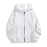 Sweat-shirt à capuche zippé ample de couleur unie vintage avec logo imprimé personnalisé pour hommes et femmes, marque de mode
