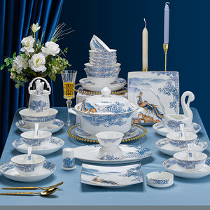 Vajilla Moderna Desechable de Porcelana Fina Jingdezhen Azul y Blanca, Utensilios para Frutas, Platos de Alta Calidad - Product Image 2