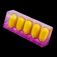 Boîte en plastique PET transparente rectangulaire personnalisée, écologique, gaufrée, pour emballage de tampons de maquillage, avec trou de suspension
