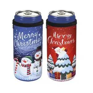 Benutzer definierter Druck Logo Neopren Weihnachts geschenke Stubby Holder Universal 12oz Slim Insula ted Beer Coozy Dose Kühler hülle