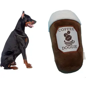 卸売カスタマイズリアルな咬傷耐性チューぬいぐるみきしむコーヒーカップぬいぐるみ犬のおもちゃ
