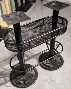 Base de Mesa de Bar de Metal Doble con Cesta de Almacenamiento, Pata de Mesa Ovalada de Acero Contemporánea para Exteriores, para Cafetería o Restaurante - Product Image 5