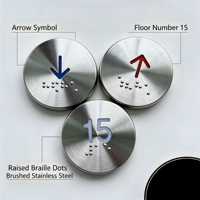 Étiquette braille en acier inoxydable Xiao Yao pour ascenseur, personnalisée avec numéros de étage, flèches et points en relief