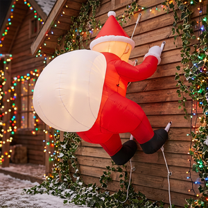 Décoration de Noël : Père Noël gonflable grimpeur mural avec ballons lumineux pour l'aménagement et la décoration extérieurs - Product Image 5