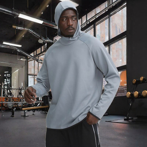 Quick Dry Sports <b>Hoodie</b> Men's <b>Thumb</b> <b>Hole</b> Lightweight Pullover Running Fitness Training Custom Activewear Wholesale Manufacturer - Product Image 3