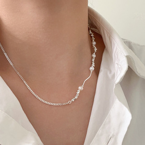 Collar de plata de ley S925 con perlas naturales de agua dulce para mujer, para uso diario. - Product Image 3