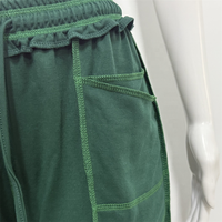 Pantalon large en velours côtelé taille haute pour femme OEM/ODM avec poches plaquées, taille élastique, cordon de serrage, plissé devant, anti-plis