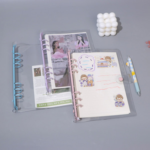 מוכן ספינה ברור שקוף רך Pvc עלה רופף קלסר כיסוי מגן 6 טבעת קלסרים תקציב קלסרים עם הצמד כפתור - Product Image 3