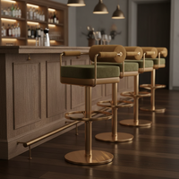 Tabourets de bar pivotants en velours de luxe, de haute qualité, minimalistes, en acier inoxydable, élégants, pour la maison, le bar, la cuisine, modernes