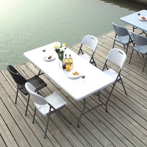 Bàn Gấp Nhựa <span class=keywords><strong>6ft</strong></span> Di Động Với Tấm Nhựa Trên Cùng Và Khung Thép Sử Dụng Ngoài Trời Để Cắm Trại BBQ Và Các Sự Kiện - Product Image 5